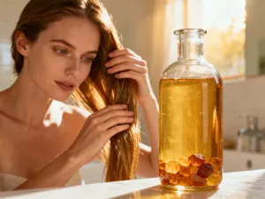 Kobieta z modną fryzurą typu wavy bob o długości do ramion w eleganckim wnętrzu salonu fryzjerskiego.
