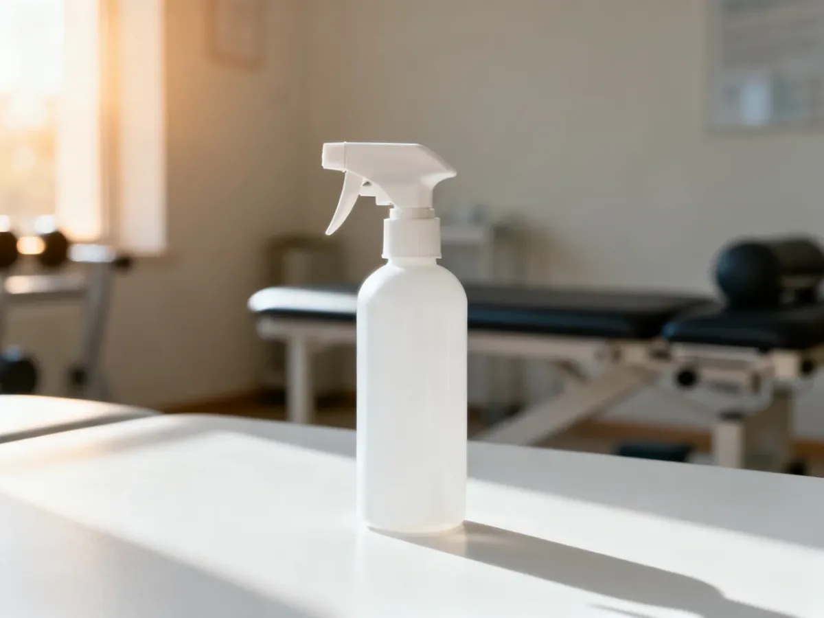 Profesjonalny spray medyczny Diky na białym tle w gabinecie fizjoterapii.